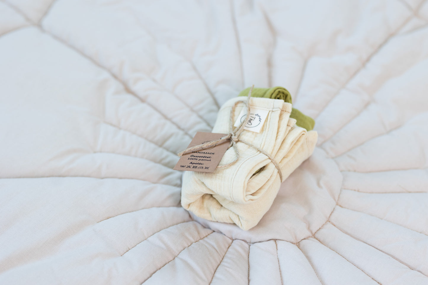 Babakendő szett (2db) - pamut muszlin kendő-levélzöld